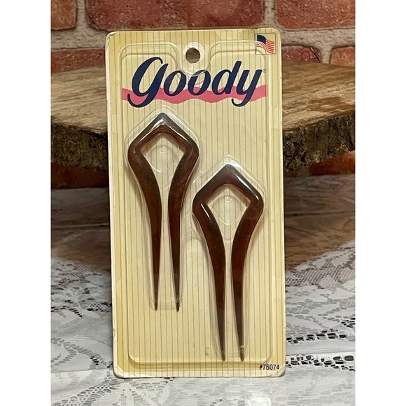 Goody Accessories - Vintage 1993 Goody Chignon Pins 2 Pack Tortoise Brown Hair Forks 76074 in USA